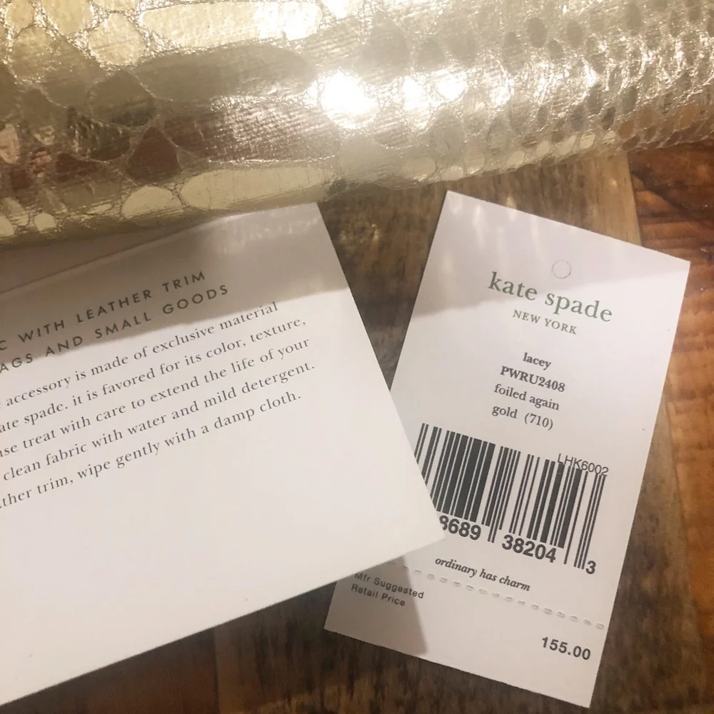 RARE Kate Spade New York Foiled Snake Embossed Zip Wallet – Gold | NWOT